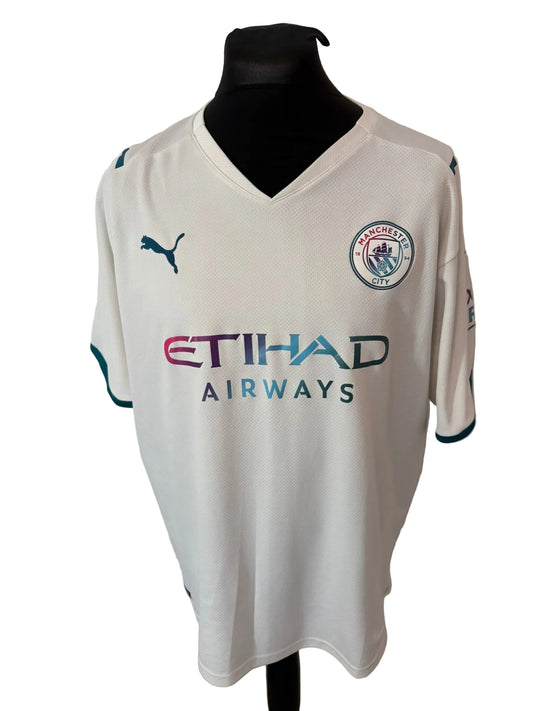 Manchester City 2021-22 away football shirt, white, 2XL, XXL, Puma, Kevin De Bruyne, front
