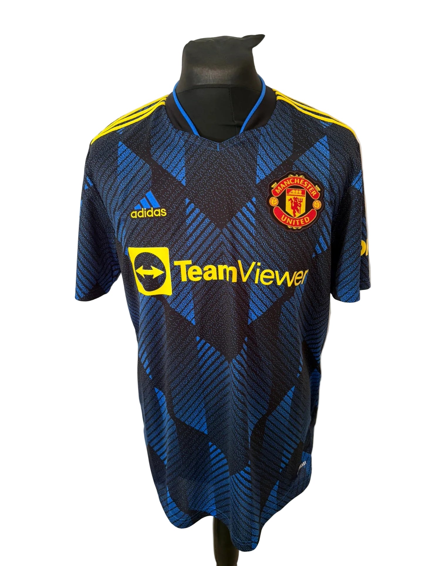 Manchester United 2021-22 third football shirt, blue and black, Large, Adidas, Cristiano Ronaldo, front