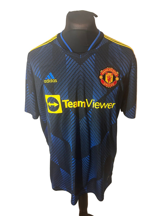 Manchester United 2021-22 third football shirt, Nike, extra large, XL, blue and black, Cristiano Ronaldo, front