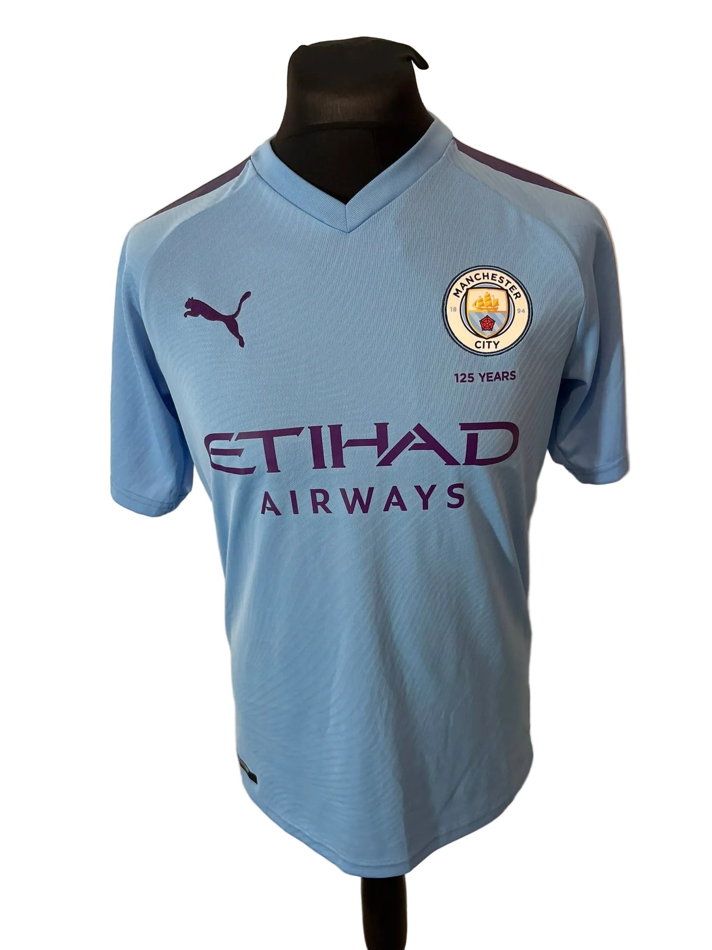 Manchester City 2019-20 home football shirt, blue, medium, Puma, Kevin De Bruyne, front