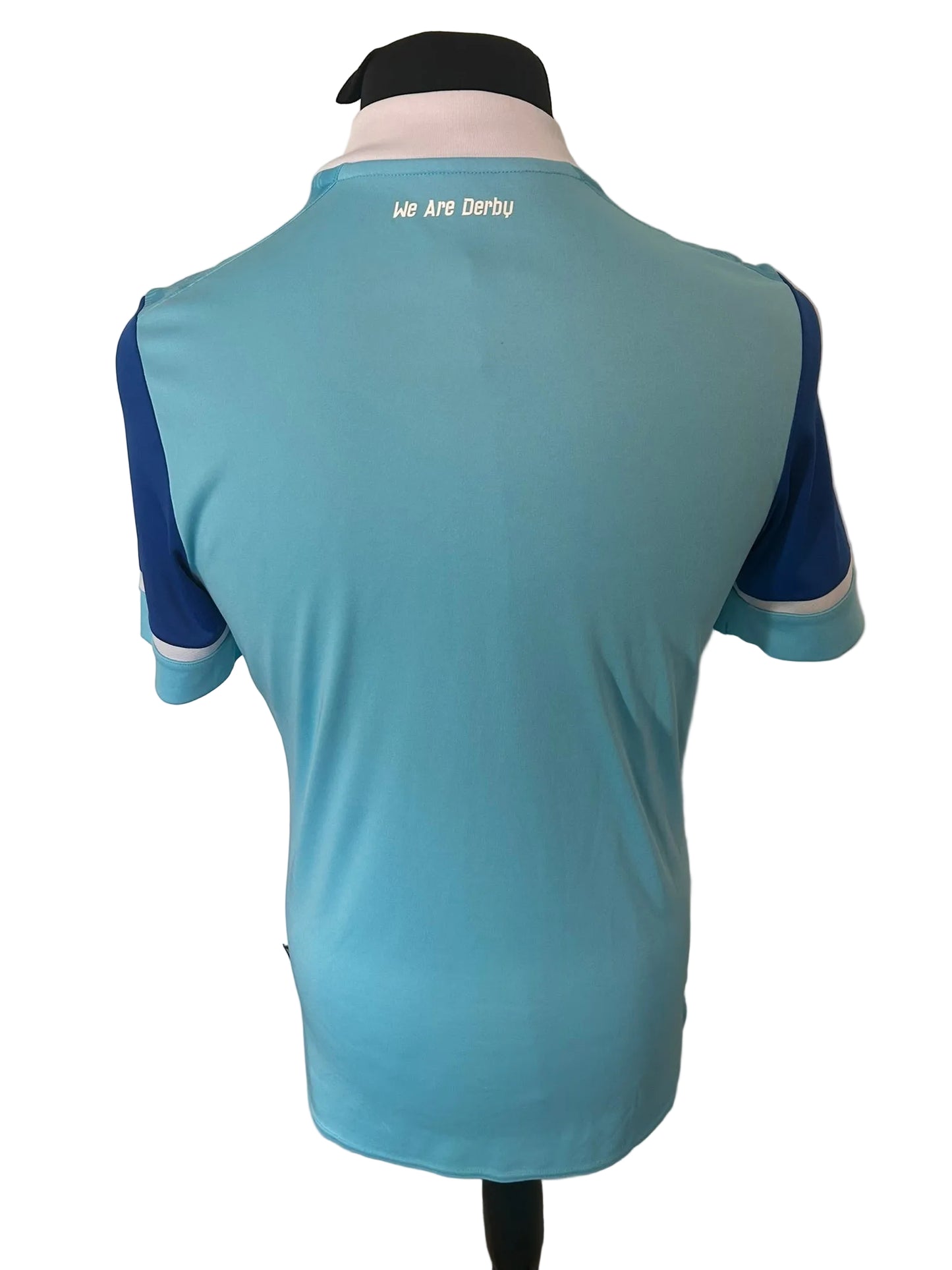 Derby County 2021-22 away football shirt, blue, medium, Umbro, back