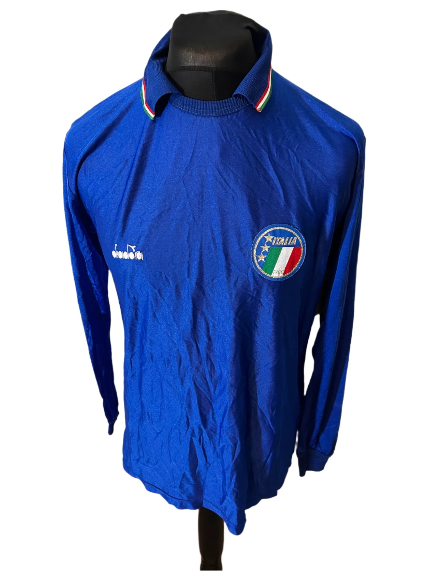 Italy 1986-90 Home Football Shirt LONG SLEEVES Large Diadora
