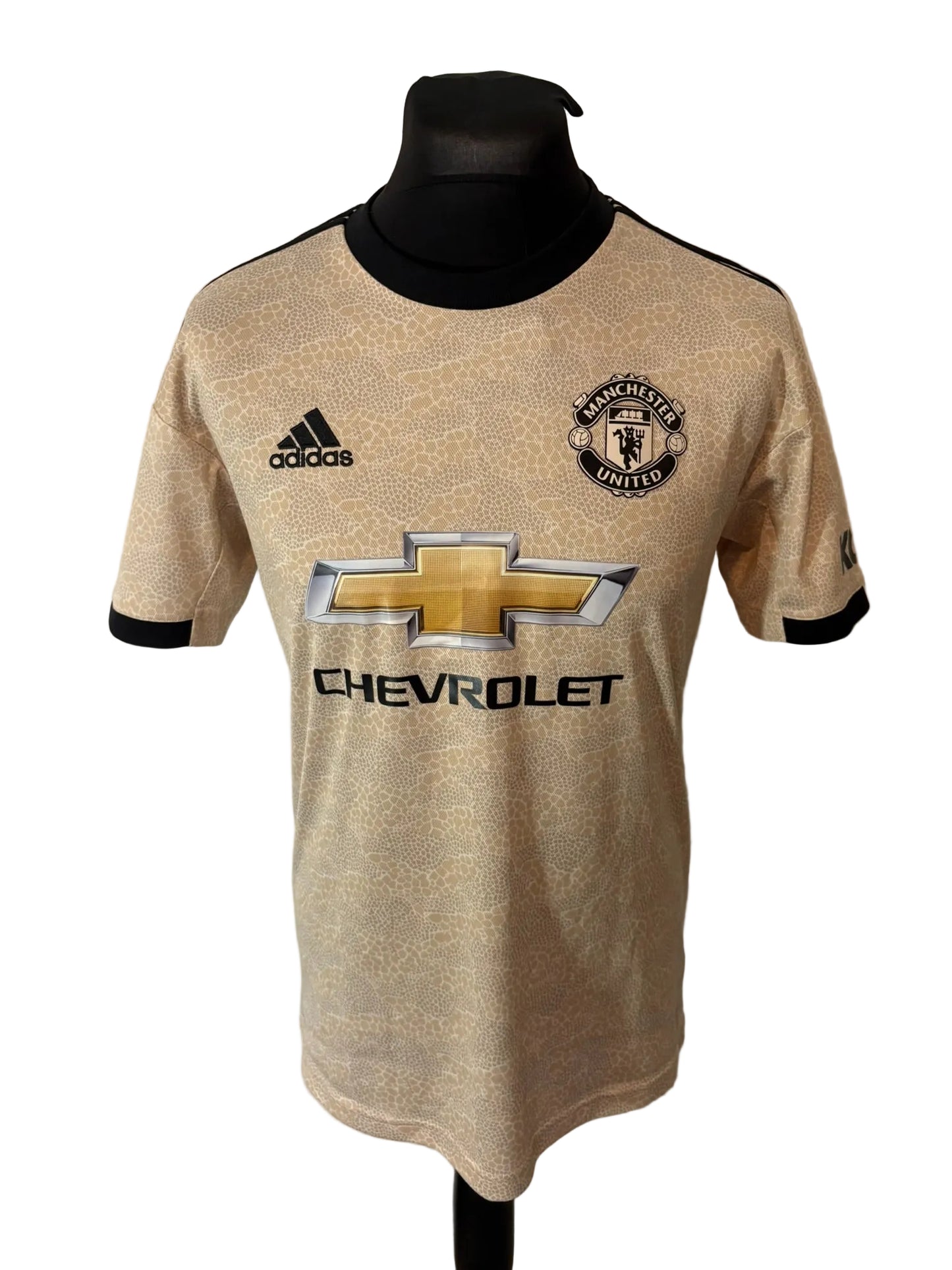 Manchester United 2019-20 away football shirt, beige, medium, Adidas, Marcus Rashford, front