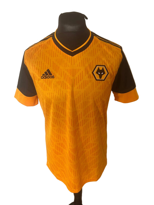 Wolves, Wolverhampton Wanderers 2020-21 home football shirt, gold, medium, Adidas, Ruben Neves, front