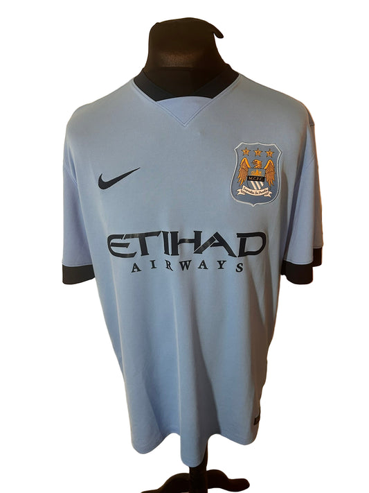 Manchester City 2014-15 home football shirt, Nike, Extra Large, XL, blue, Sergio Aguero, front