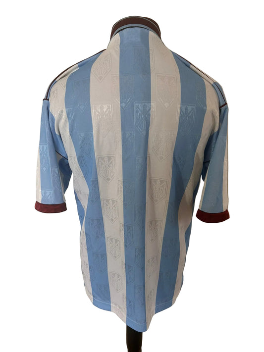West Ham United 1991-92 home football shirt, blue and white, medium, Bukta, back