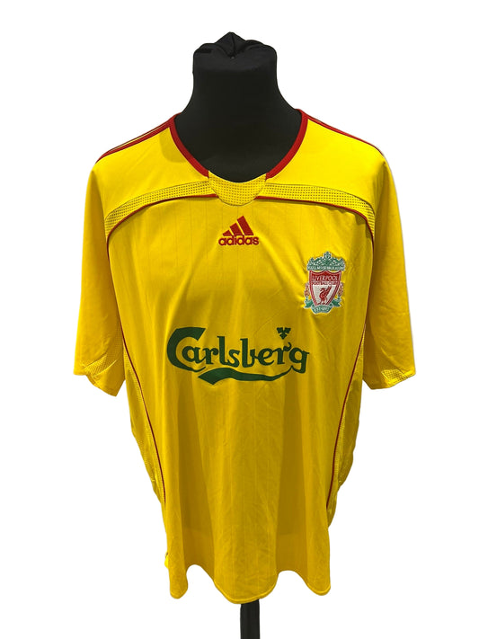 Liverpool 2006-07 away football shirt, yellow, XXL, 2XL, Adidas, Steven Gerrard, front