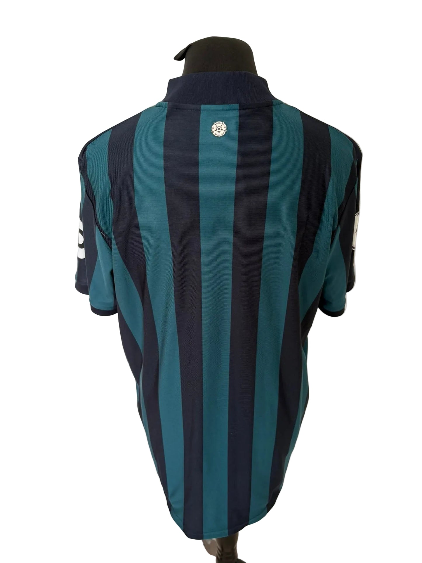 Leeds United 2020-21 away football shirt, green and navy, Extra Large, XL, Adidas, back