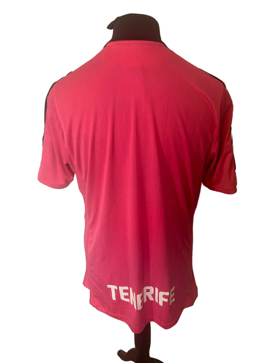 CD Tenerife 2017-18 third football shirt, black and pink, Large, Hummel, back