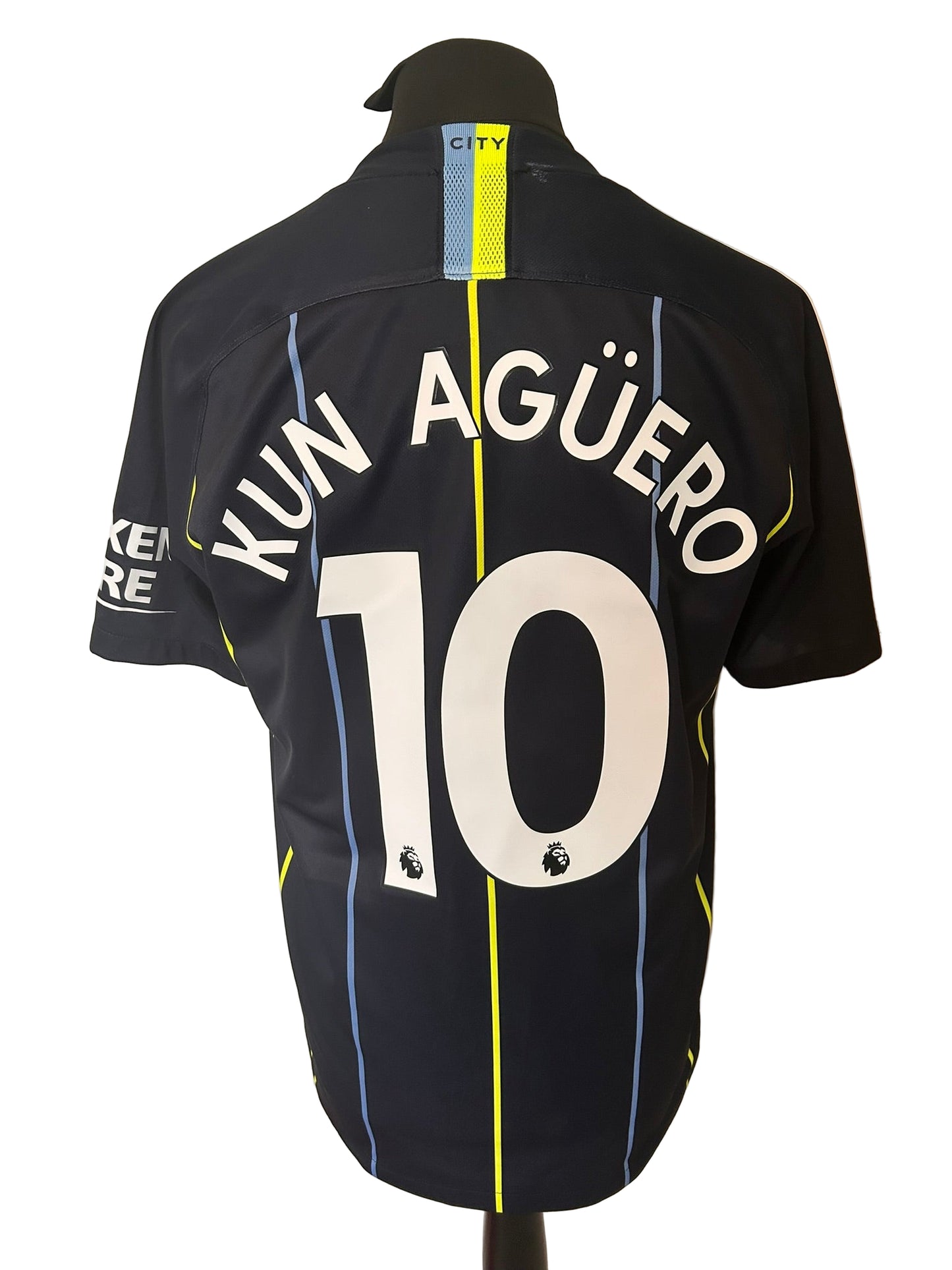 Manchester City Sergio Aguero 2018-19 Away Football Shirt Large Nike