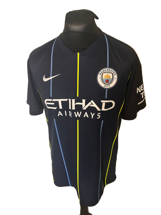 Manchester City Sergio Aguero 2018-19 Away Football Shirt Large Nike