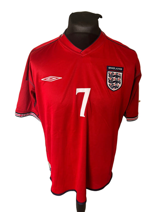 England David Beckham 2002-04 Away Football Shirt Large Umbro
