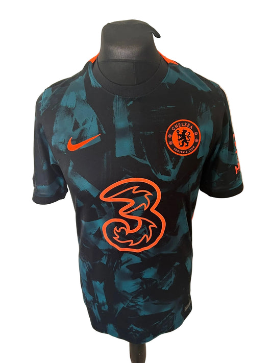 Chelsea 2021-22 third football shirt, black and green, medium, Nike, Thiago Silva, front