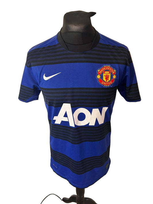 Manchester United 2011-13 away football shirt, blue and black, medium, Nike, Wayne Rooney, front