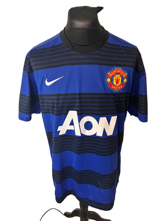 Manchester United 2011-13 away football shirt, blue and black, Extra Large, XL, Nike, Wayne Rooney, front