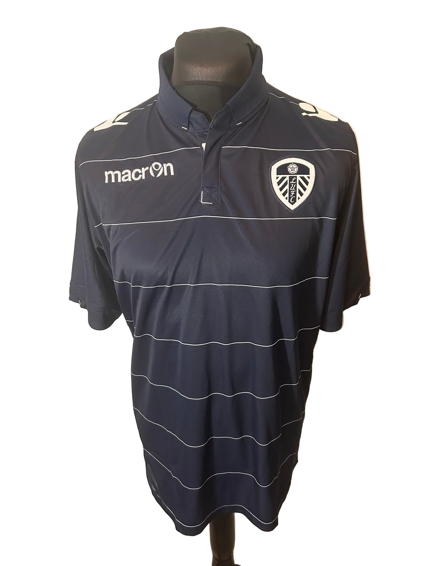 Leeds united 2014-15 away football shirt, Macron, large, navy, front