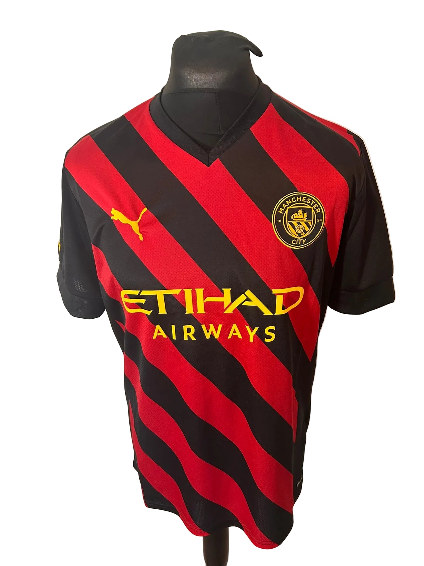 Manchester City 2022-23 away football shirt, red and black, Large, Puma, Rodri, front