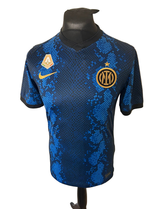 Inter Milan 2021-22 home football shirt, Nike, small, blue and black, front