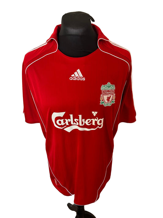 Liverpool 2006-08 home football shirt, Steven Gerrard, Adidas, large, red, front