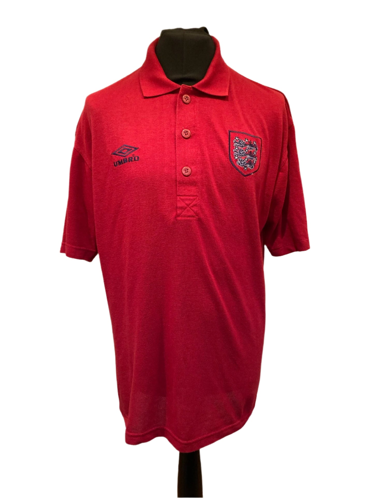 England 1990s Polo Football Shirt Large