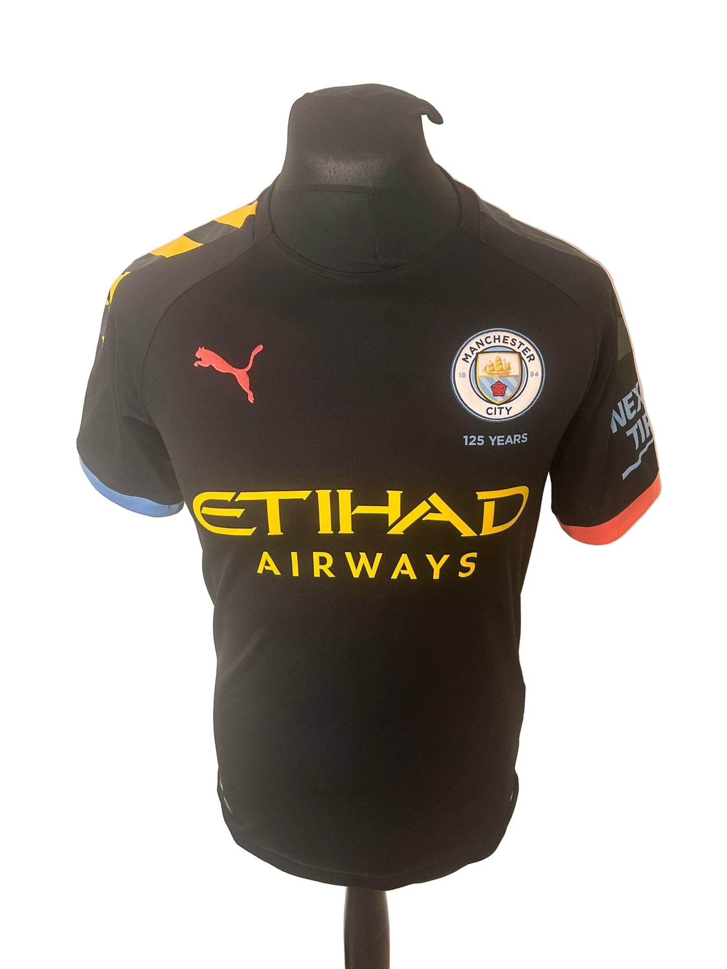 Manchester City 2019-20 away football shirt, David Silva, Puma, small, black, front