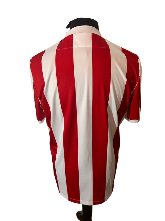 Stoke CIty 2018-19 home football shirt, Macron, XL, Extra large, red and white, stripes, back