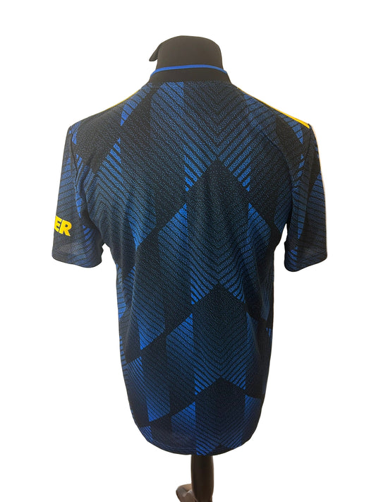 Manchester United 2021-22 third football shirt, Adidas, medium, blue and black, back