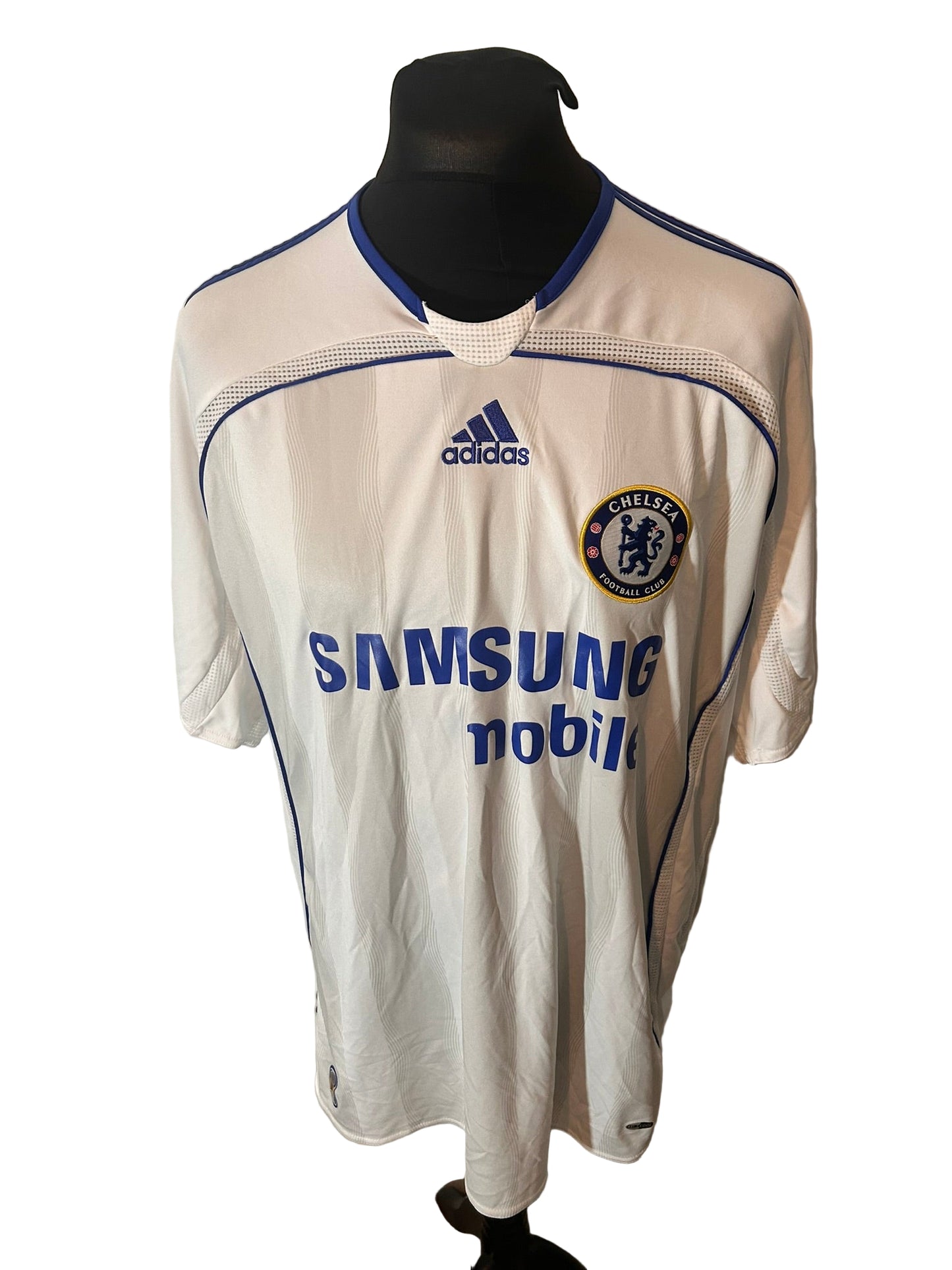 Chelsea 2006-07 away football shirt, adidas, extra large, XL, white, didier drogba, front