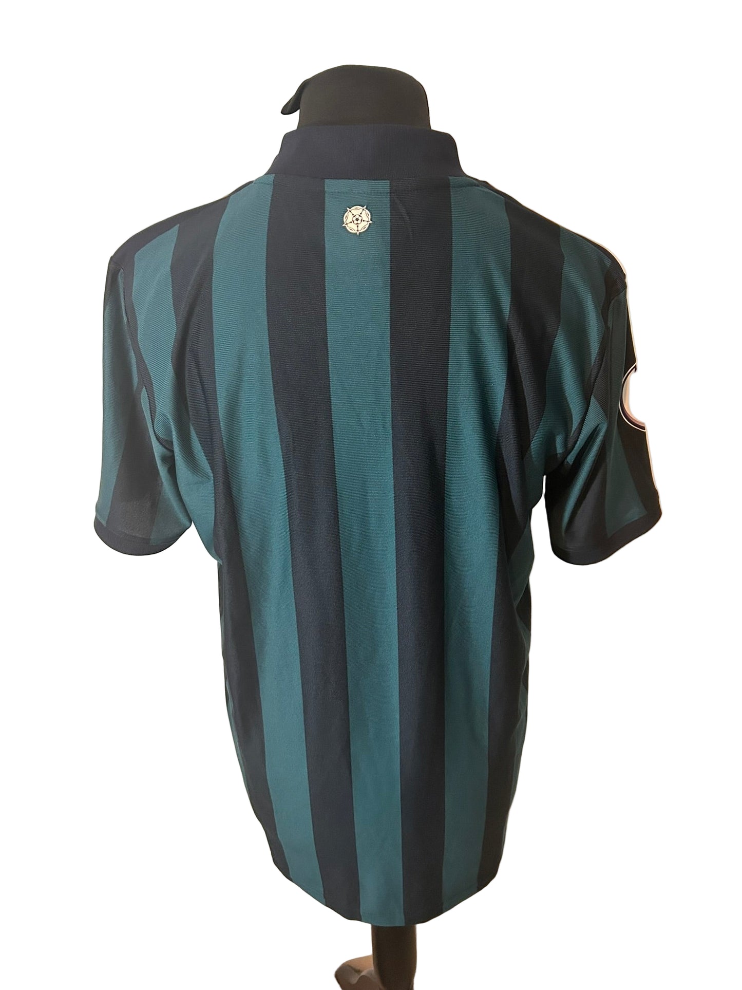 Leeds 2020-21 away football shirt, adidas, large, navy and green, back