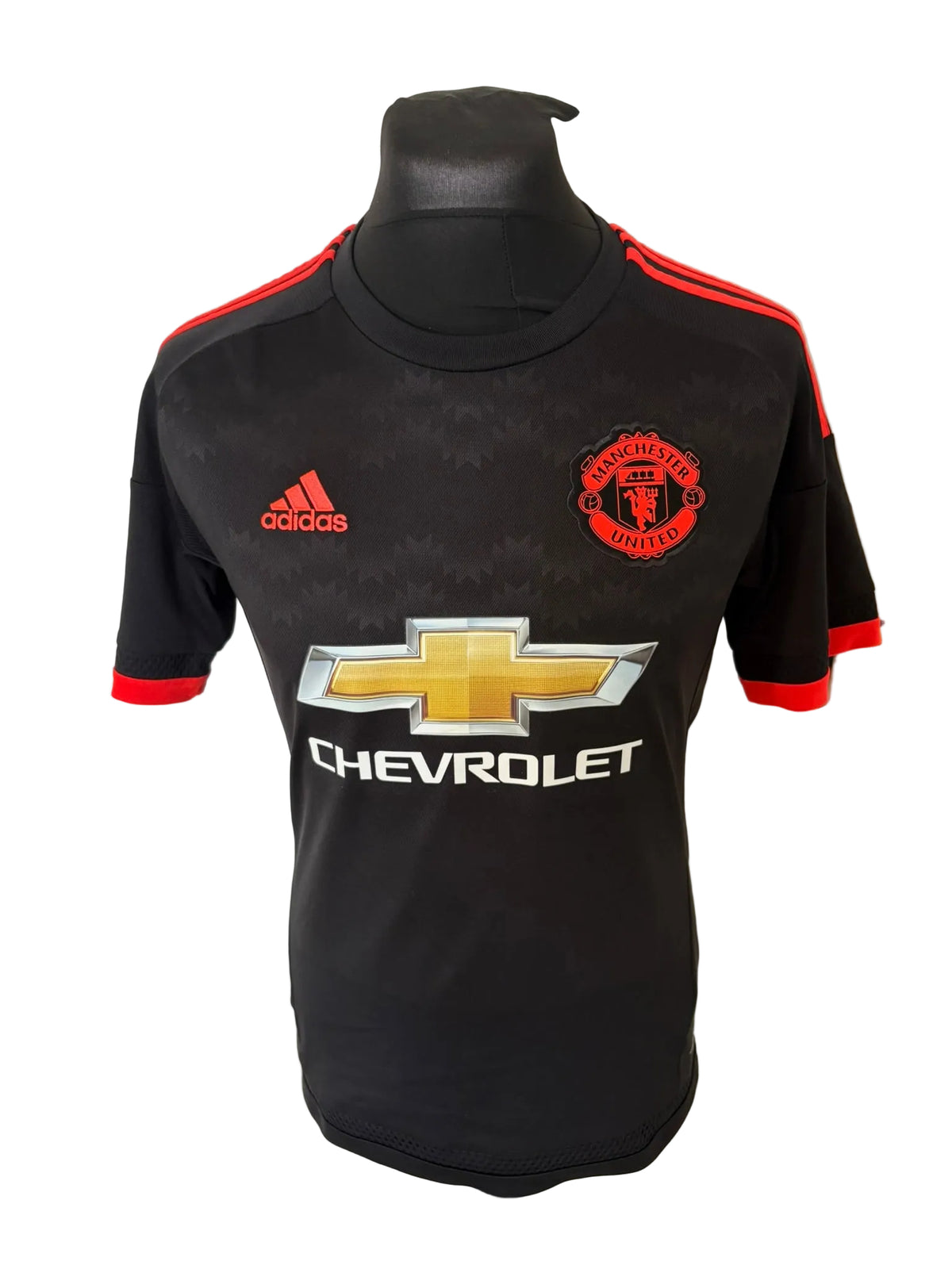Manchester United 2015-16 third football shirt, black, small, Adidas, Wayne Rooney, front