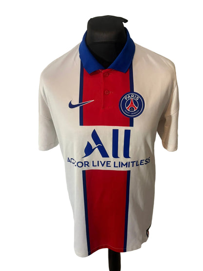 PSG, Paris Saint Germain 2020-21 away football shirt, white, Large, Nike, Neymar, front