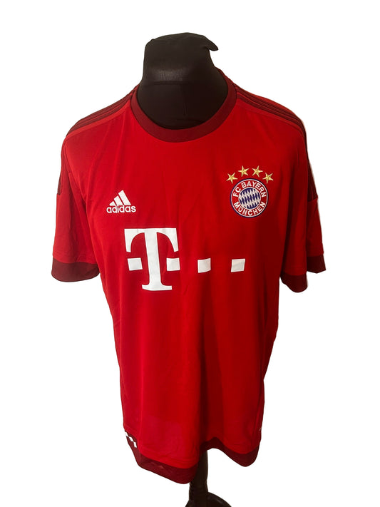 Bayern Munich 2015-16 home football shirt, adidas, extra large, XL, red, front