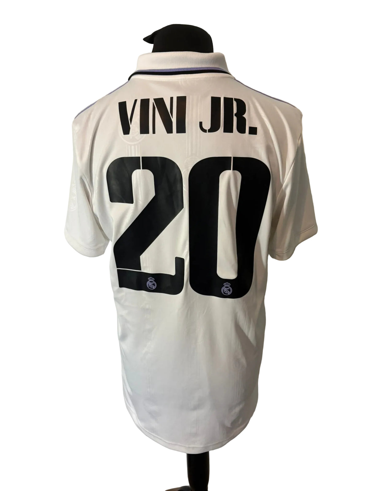 Real Madrid 2022-23 home football shirt, white, Large, Adidas, Vinicius Jr., back