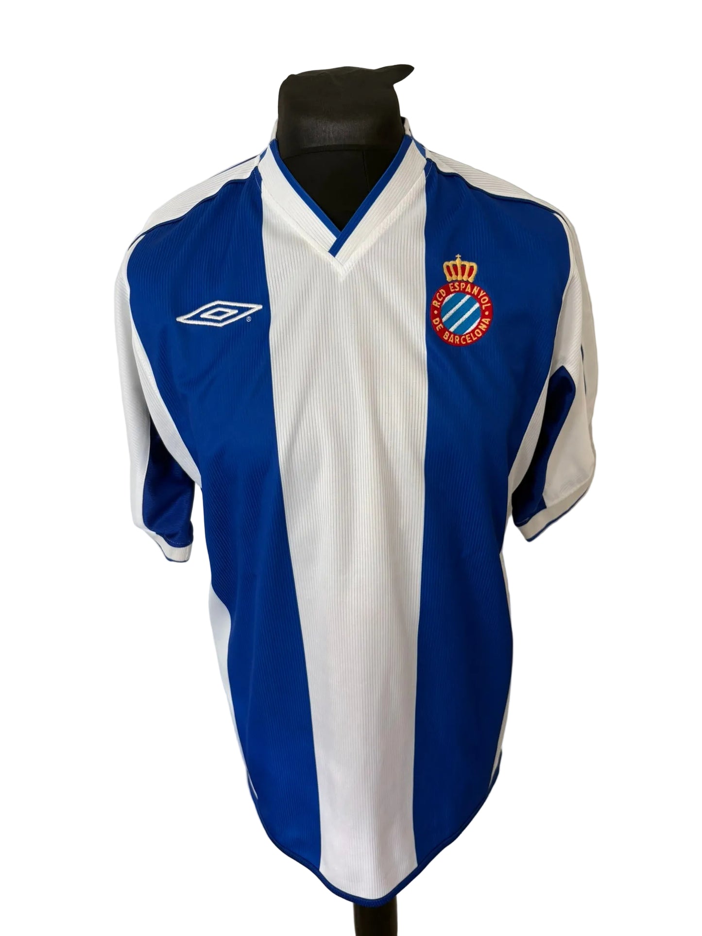Espanyol 2002-04 home football shirt, blue and white, Large, Umbro, front