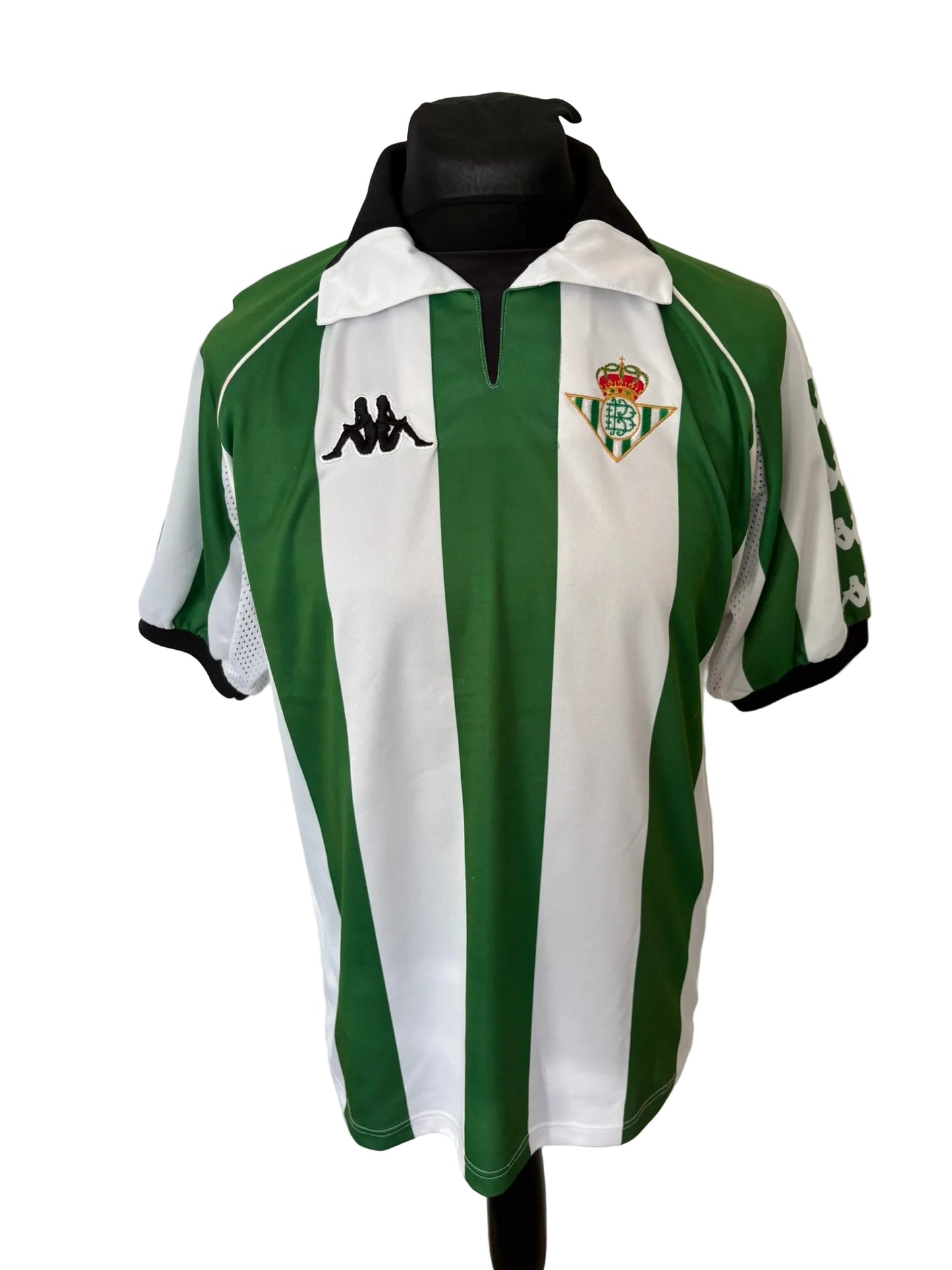 Real Betis 1998-99 home football shirt, green and white, medium, Kappa, front