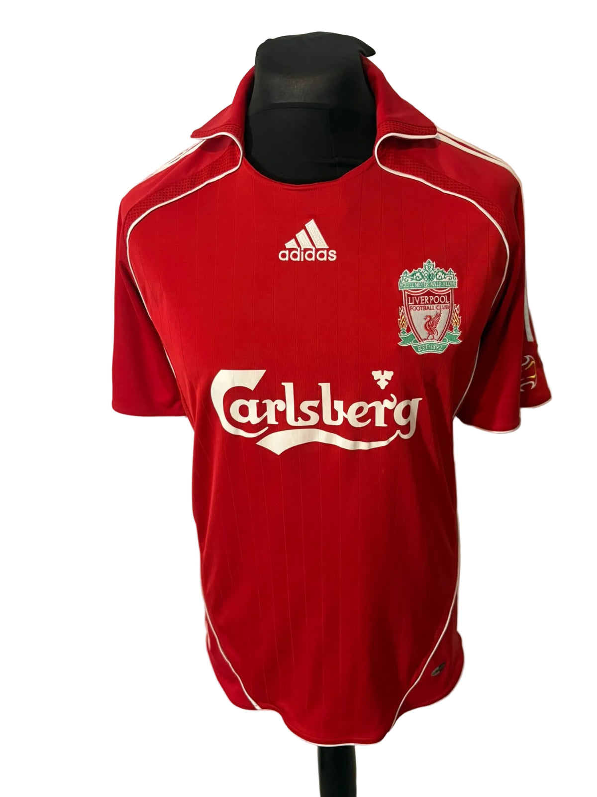 Liverpool 2006-08 home football shirt, red, medium, Adidas, Steven Gerrard, front