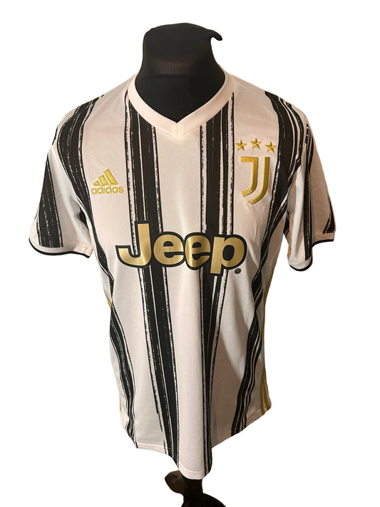 Juventus 2020-21 home football shirt, adidas, medeium, black and white, Cristiano Ronaldo, front