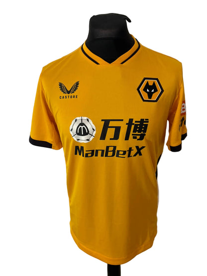 Wolves, Wolverhampton Wanderers 2021-22 home football shirt, gold, medium, Castore, Ruben Neves, front