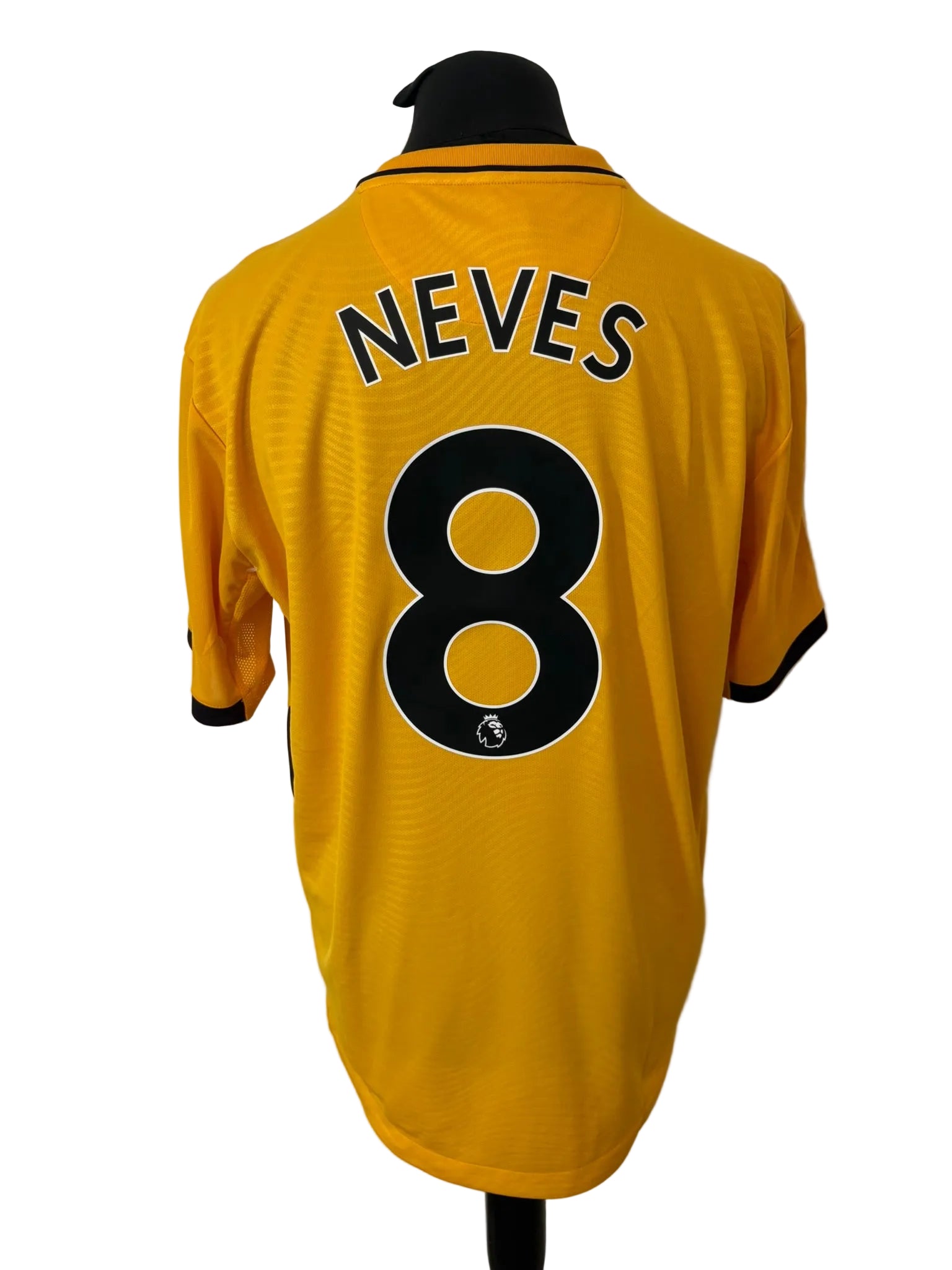 Wolves, Wolverhampton Wanderers 2021-22 home football shirt, gold, Extra Large, XL, Castore, Ruben Neves, back