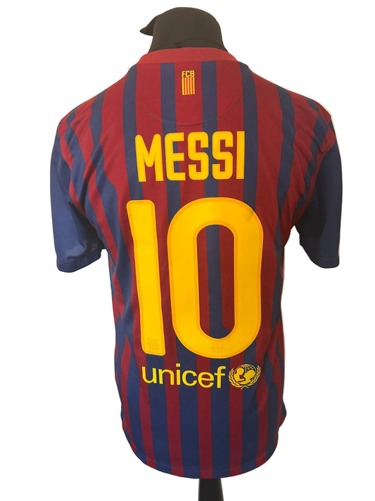 Barcelona 2011-12 home football shirt, blue and red, medium, Nike, Lionel Messi, back