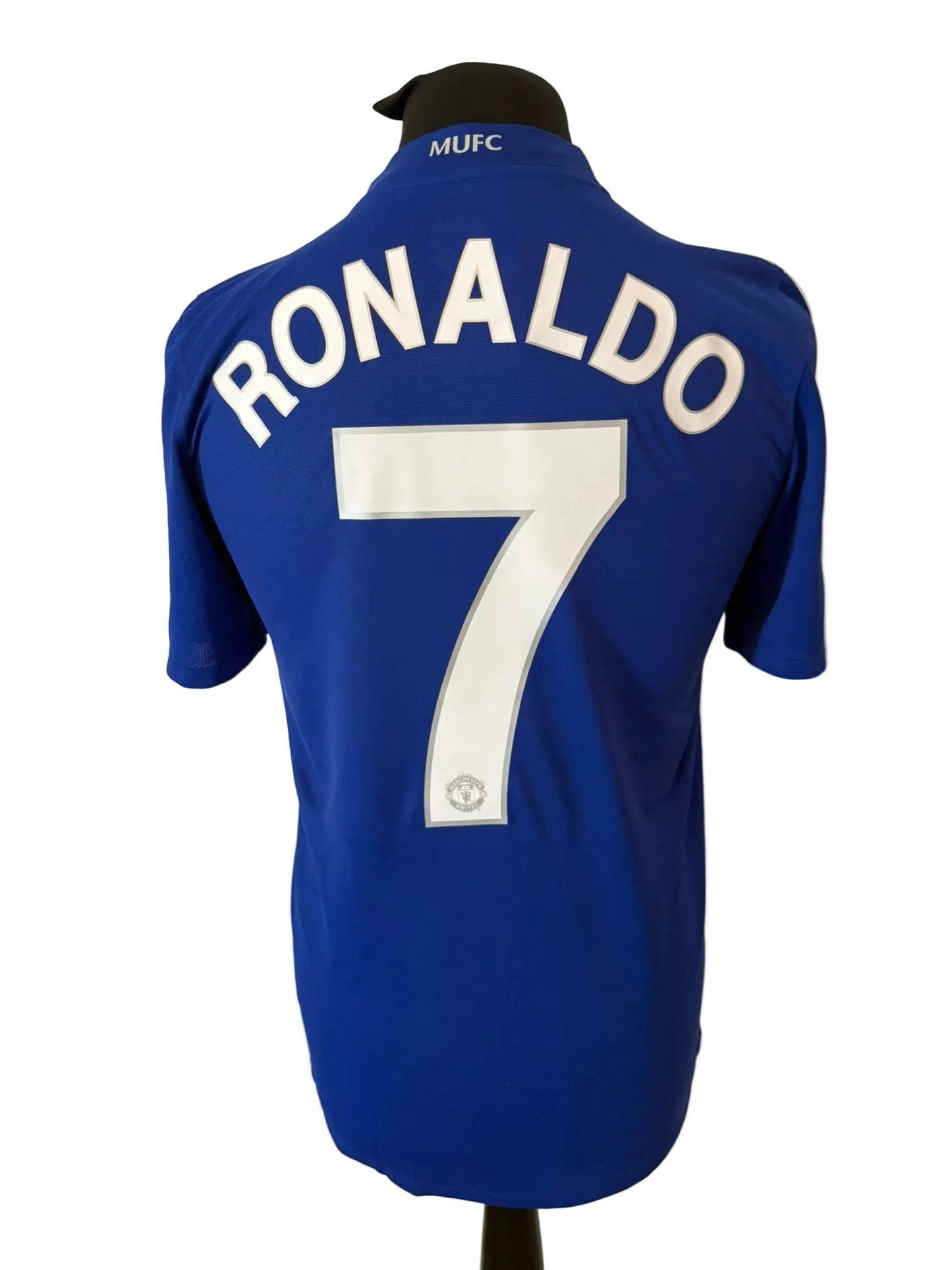 Manchester United 2008-09 third football shirt, blue, small, Nike, Cristiano Ronaldo, back