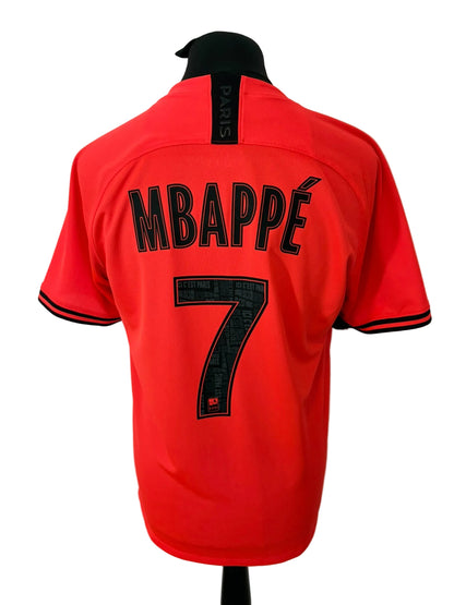 PSG, Paris Saint Germain 2019-20 away football shirt, orange, medium, Nike, Kylian Mbappe, back