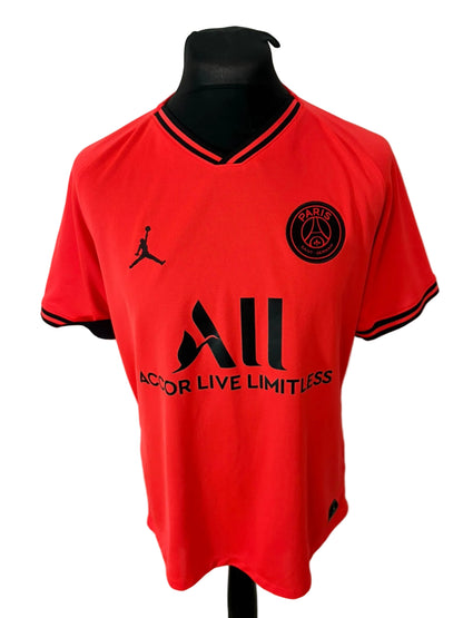 PSG, Paris Saint Germain 2019-20 away football shirt, orange, medium, Nike, Kylian Mbappe, front