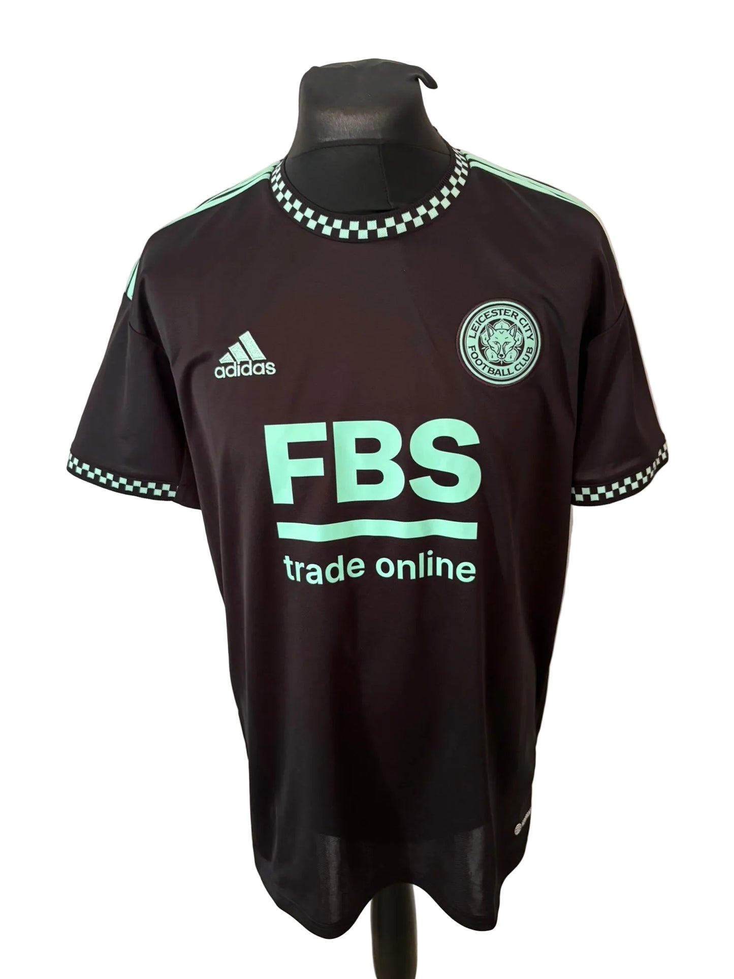 Leicester City 2022-23 away football shirt, black, Large, Adidas, Jamie Vardy, front