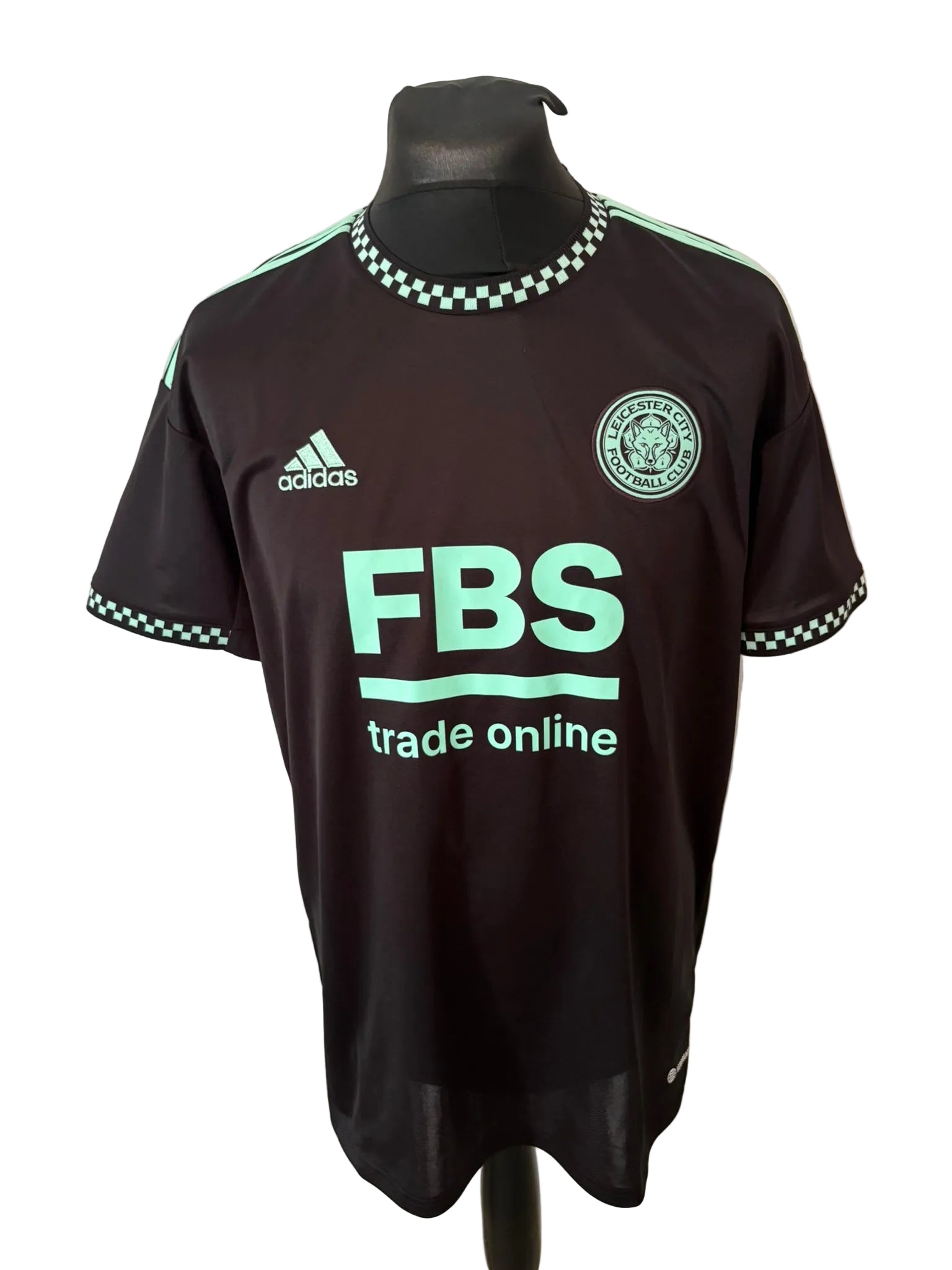 Leicester City 2022-23 away football shirt, black, Large, Adidas, Jamie Vardy, front