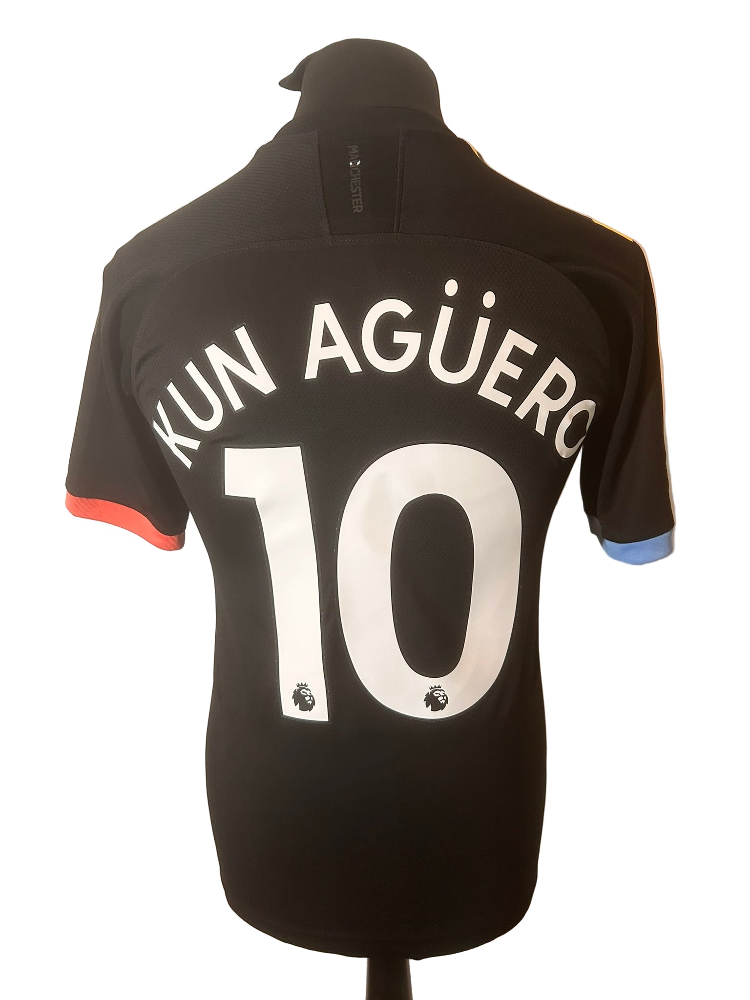 Manchester City 2019-20 away football shirt, Puma, small, black, Serigo Aguero, back