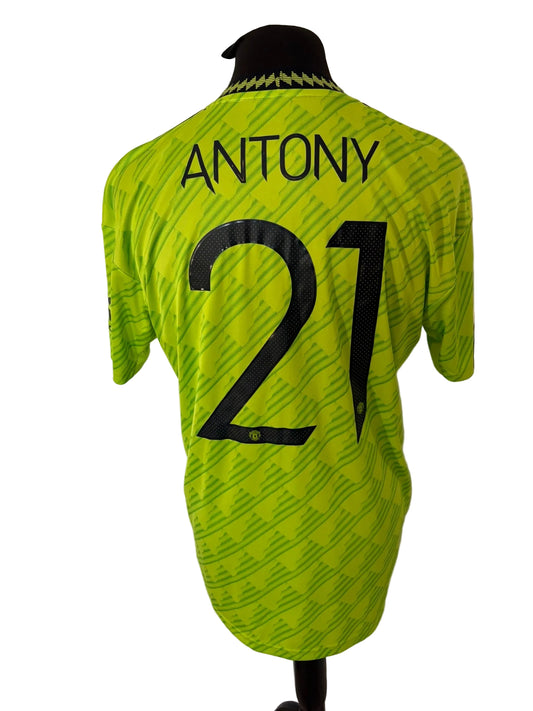 Manchester United 2022-23 third football shirt, green, Large, Adidas, Antony, back