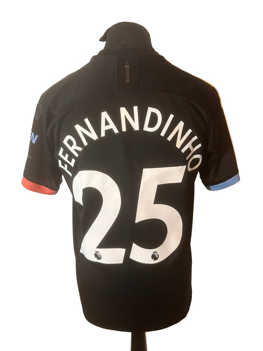 Manchester City 2019-20 away football shirt, Puma, medium, black, Fernandinho, back