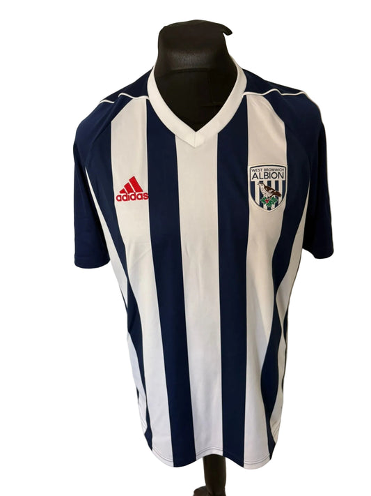 West Bromwich Albion 2017-18 home football shirt, navy and white, Large, Adidas, front