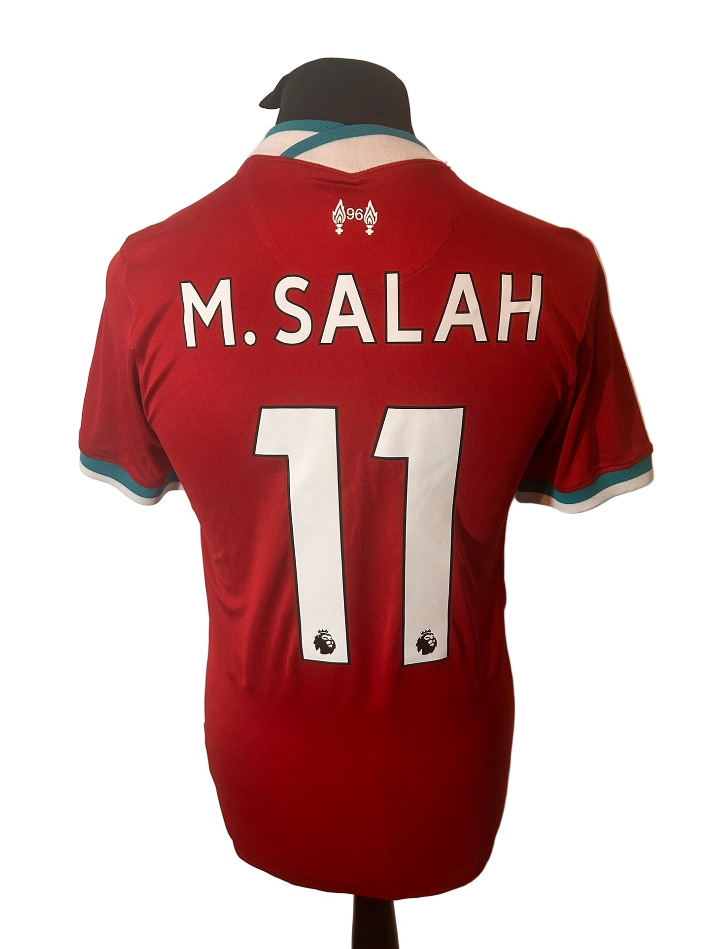 Liverpool 2020-21 home football shirt, Nike, small, red, Mohamed Salah, back